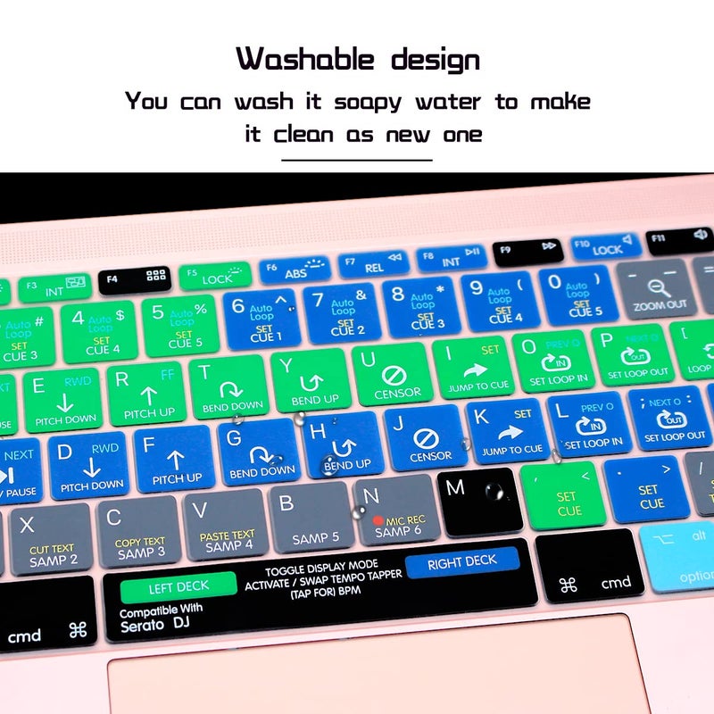 HRH Serato DJ Hotkey Silicone Keyboard Cover Skin for MacBook Pro 13" A1708 A1988 No Touch Bar 2018 2017 2016 Release and for MacBook 12" A1534 (2015)&A1931(2018) USA Layout Protective Skin - Image 5